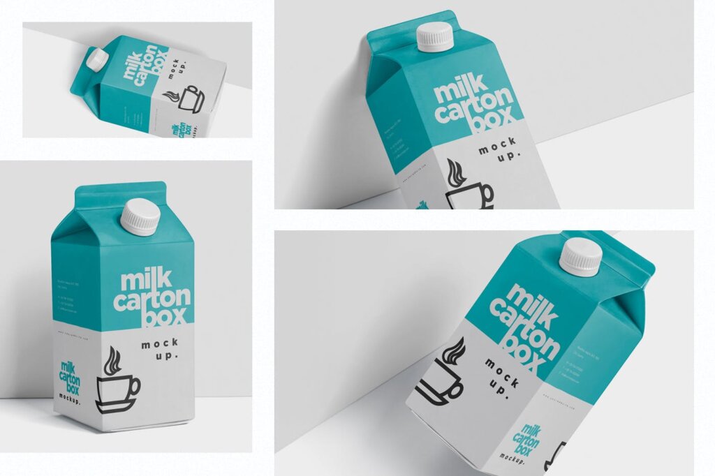 500ML果汁牛奶模型样机模型素材下载Juice Milk Mockup in 500ml Carton Box ESJ7DC9插图1
