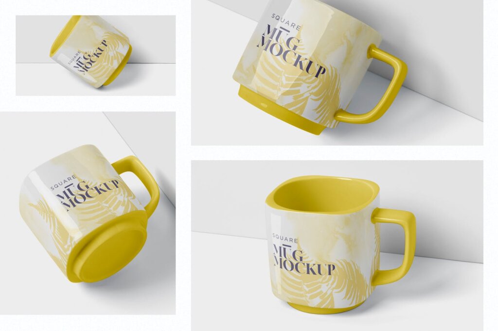 简约文艺咖啡杯样机模型素材下载Mug Mockup Square Shaped插图1