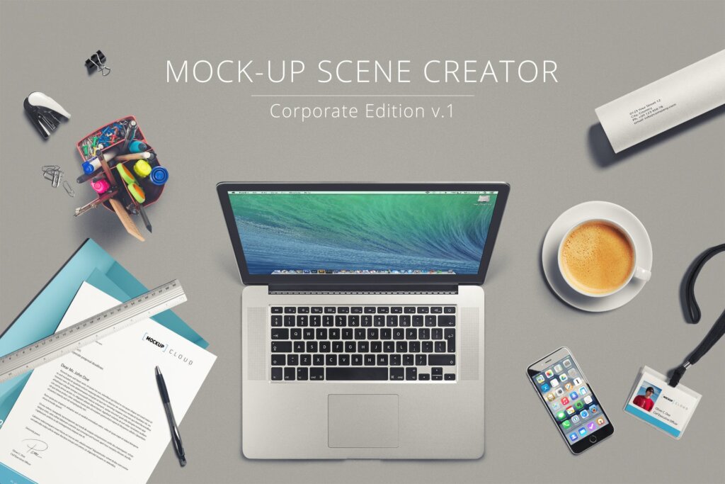 企业品牌办公文具装饰模型素材样机下载Multipurpose Mock Up Creator插图1