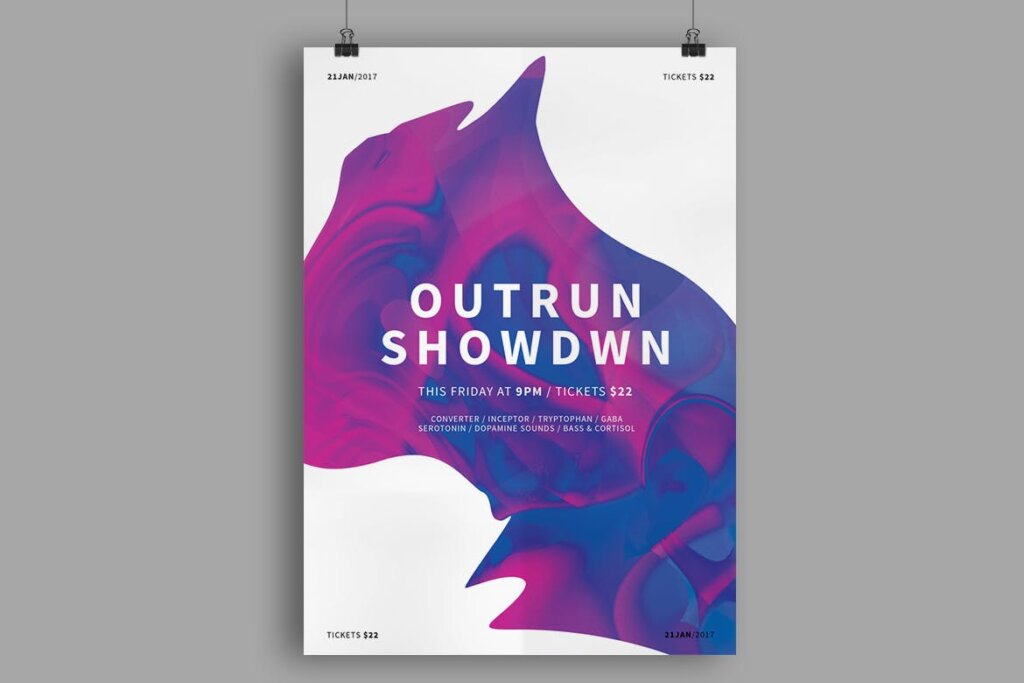 简约渐变产品发布会海报模板素材Outrun Showdown Poster / Flyer插图1