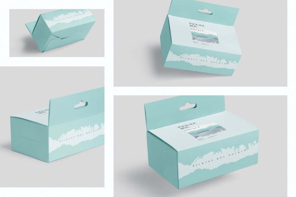 经典方形包装盒模板素材样机下载Package Box Mockup – Long Rectangle with Hanger插图1