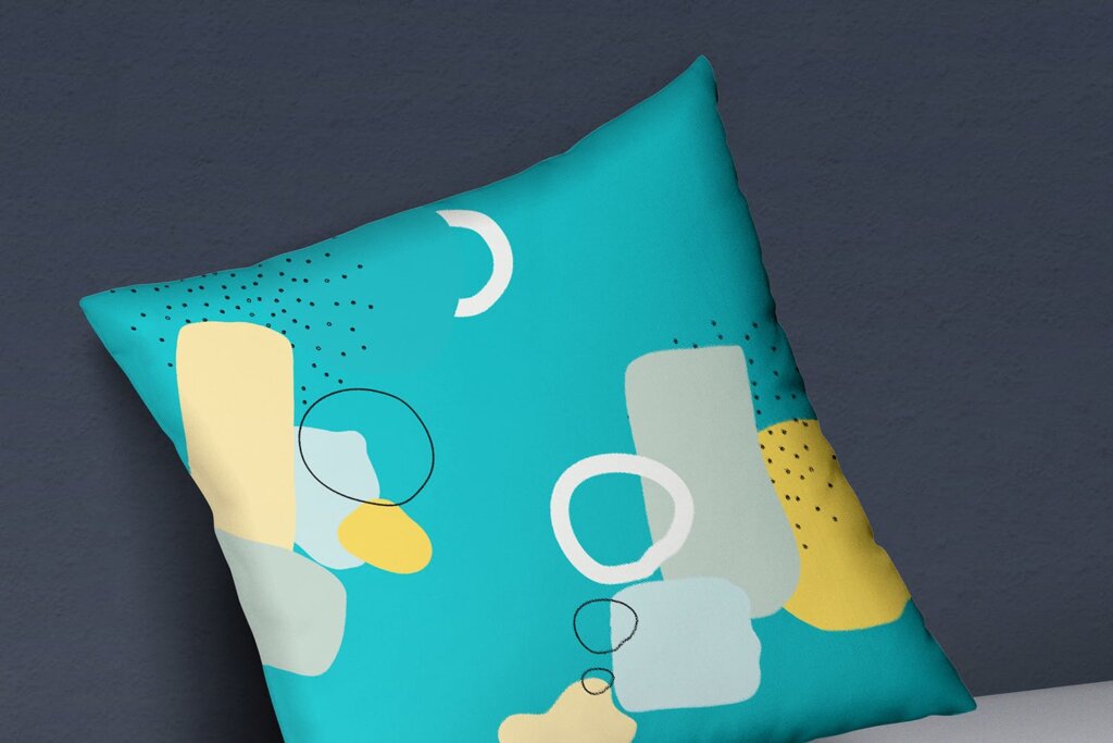 3D透视角度简约涂鸦风格抱枕样机素材下载Pillow Mockup 02插图1