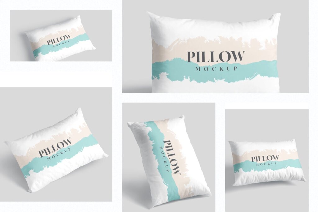 山水风简约枕头和坐垫模型样机素材下载Pillow Mockup Set – Rectangle插图1