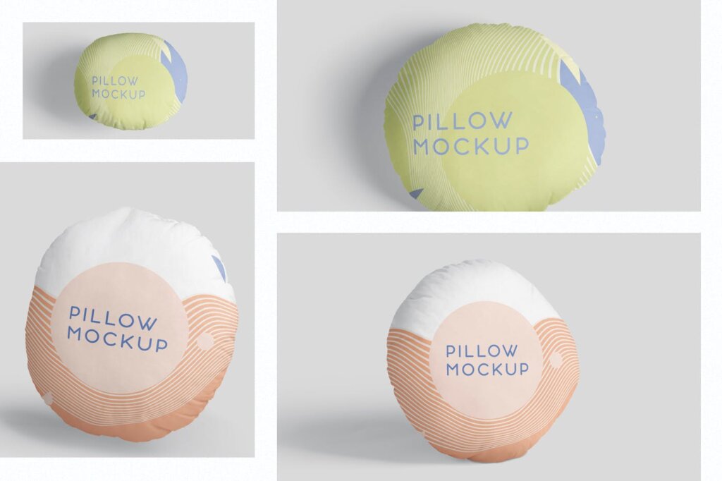 简约大气靠枕/抱枕样机素材模板Pillow Mockup Set – Round插图1