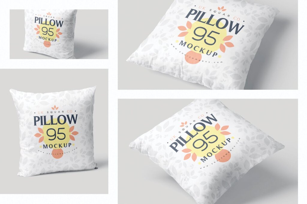 精致品牌文艺枕头模型素材样机Pillow Mockup Set Square插图1