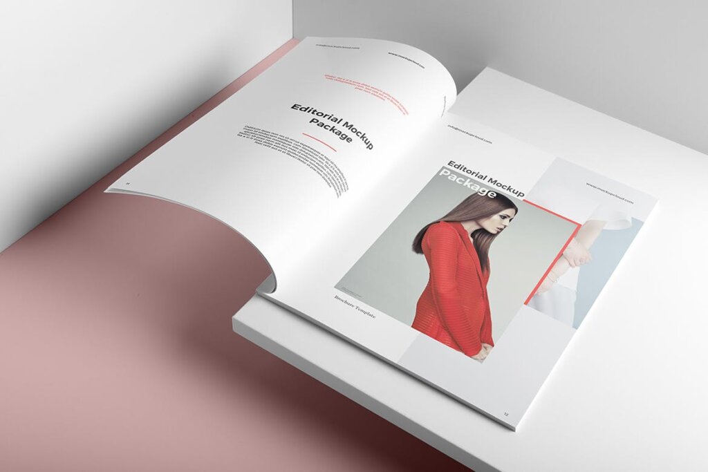 A4小册子PSD模型模板/精致杂志模板素材样机下载Portrait Brochure Mockup Vol. 1插图1