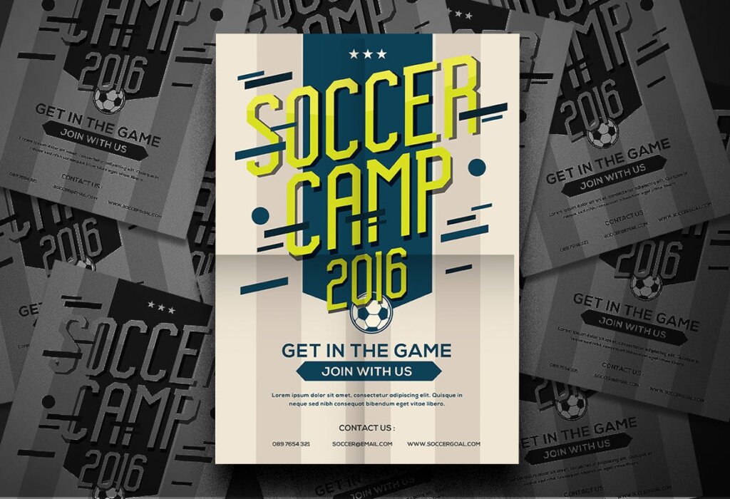 足球夏令营海报宣传单模板Soccer Camp Flyer QWMRUX插图1