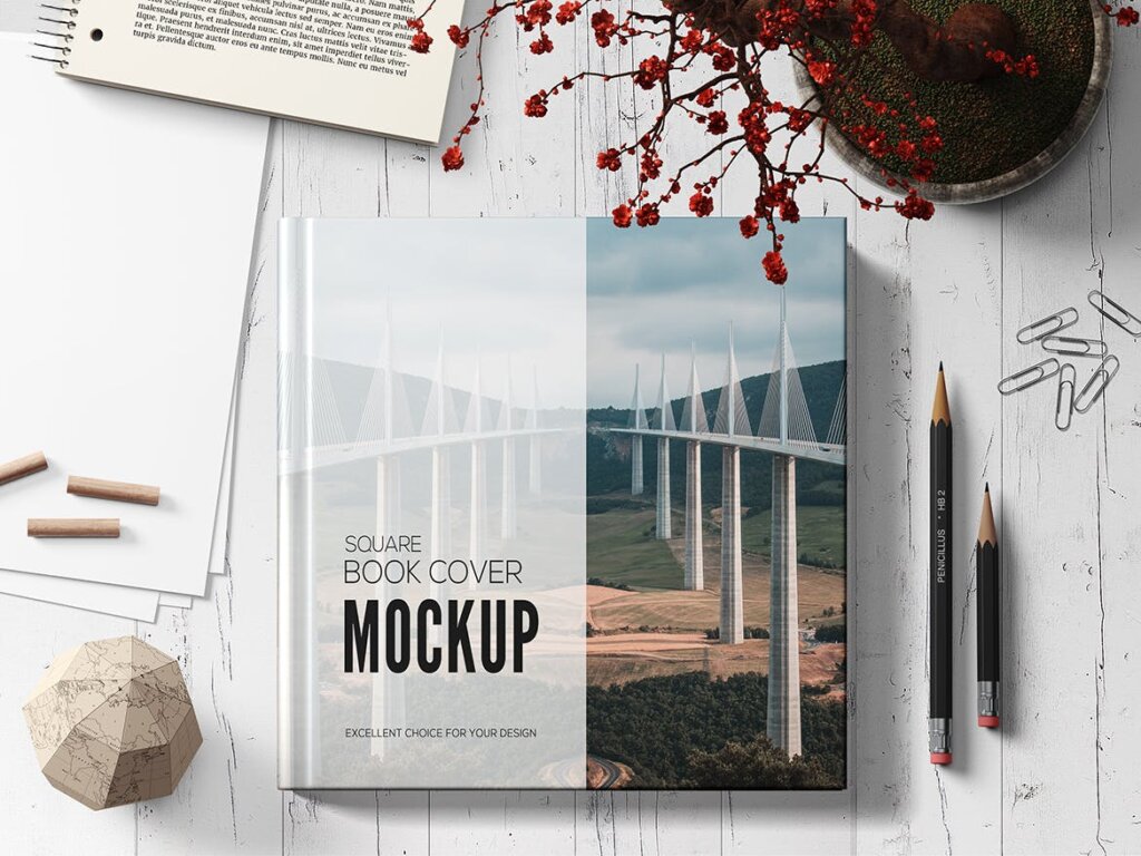 精致高端硬卡纸书籍样机素材模板下载Square Book Mockup Set插图1
