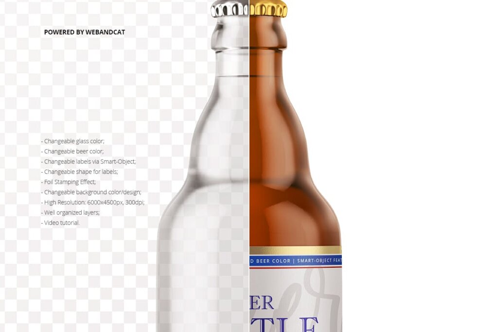 5套高质量啤酒/样机素材模型下载Steinie Beer Bottle Mock up插图1