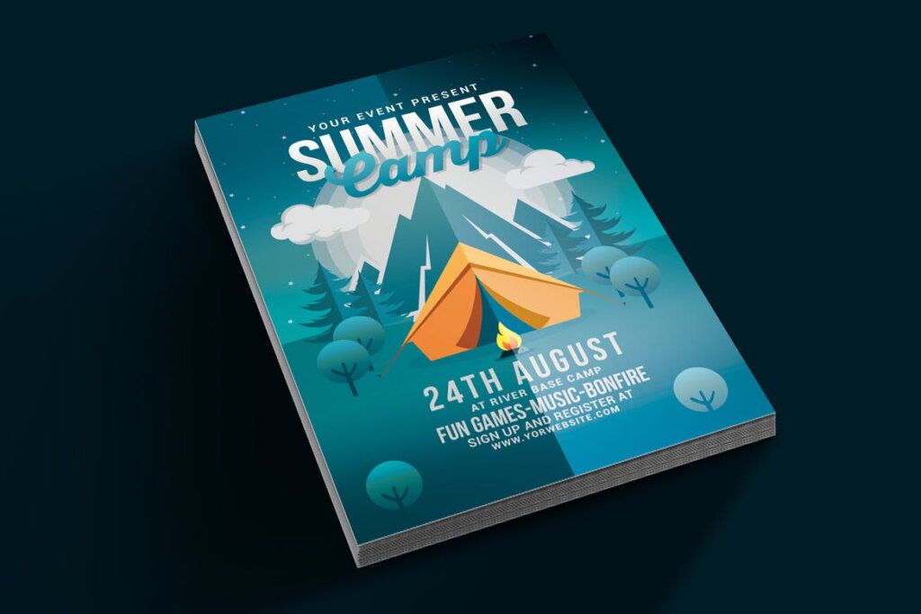 夏令营海报宣传单模板素材Summer Camp Flyer插图3