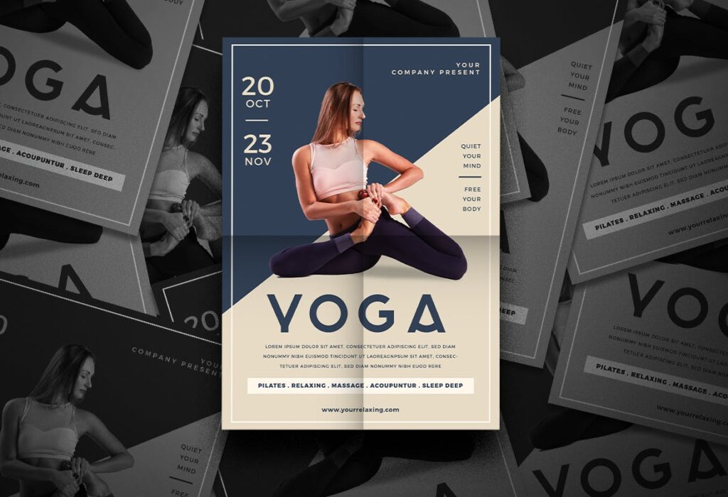 瑜伽宣传单模板Yoga Flyer
