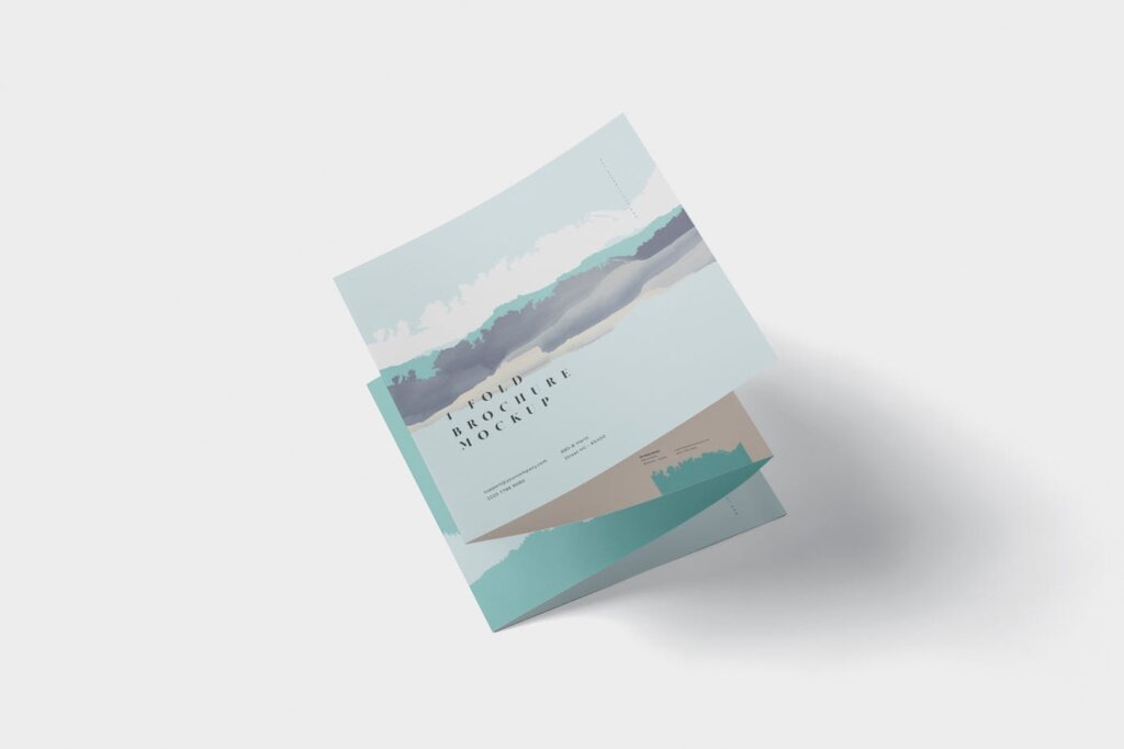 旅游景点四折页4 – Fold Brochure Mockup Set – Square插图2