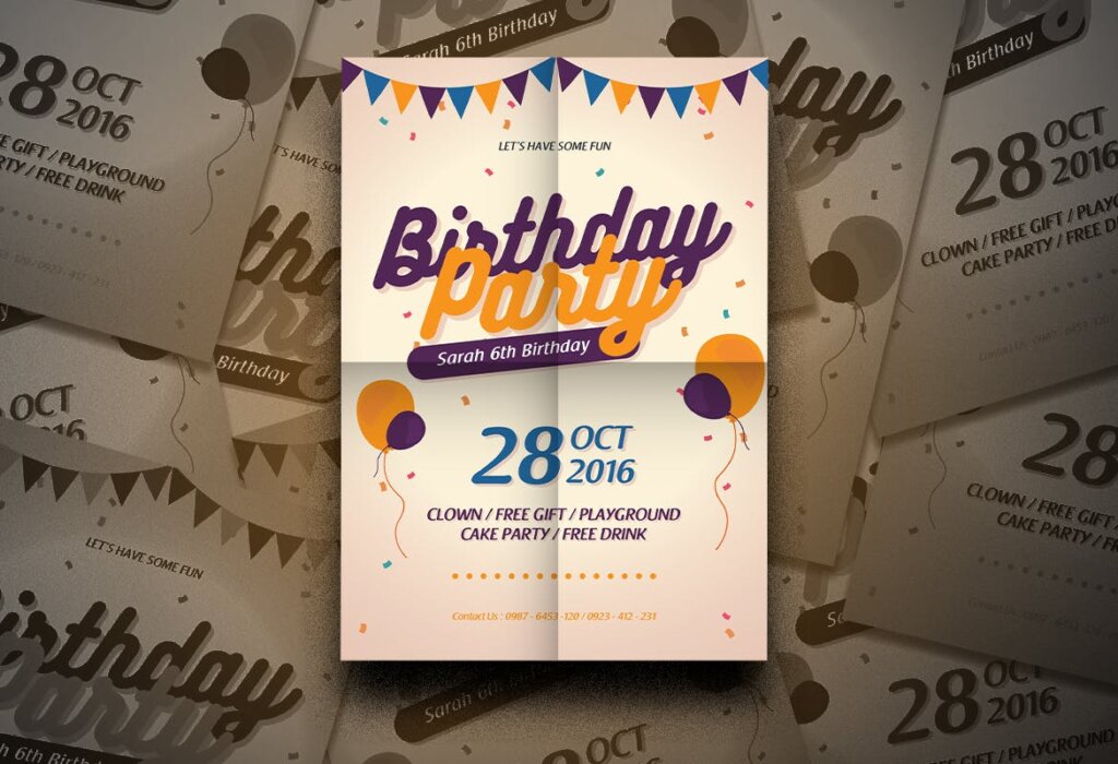 生日派对海报模板素材Birthday Party Flyer插图2