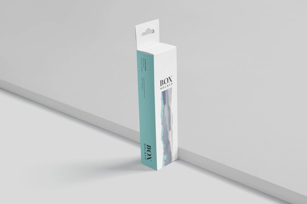 精致商品长方形包装盒子模型素材样机Box Mockup PSDs High Slim Rectangle Size Hanger插图2