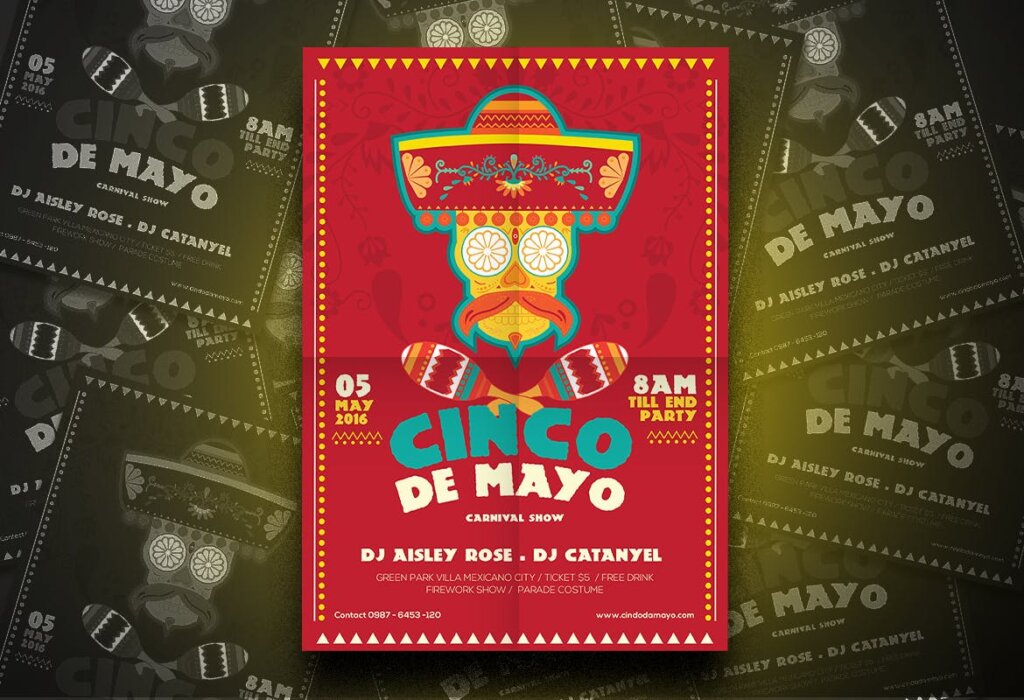 传统节日海报传单模板素材下载Cinco De Mayo Flyer插图2