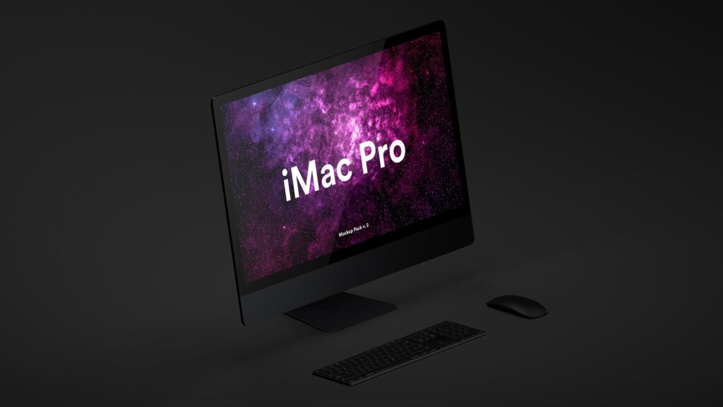 精致高端黑版本的iMac Pro电脑样机模板素材下载Dark iMac Pro Mockup插图2