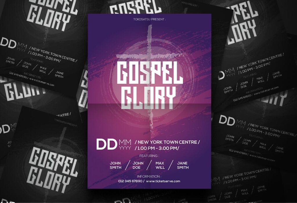 福音音乐宣传单海报模板素材Gospel Music Flyer插图2