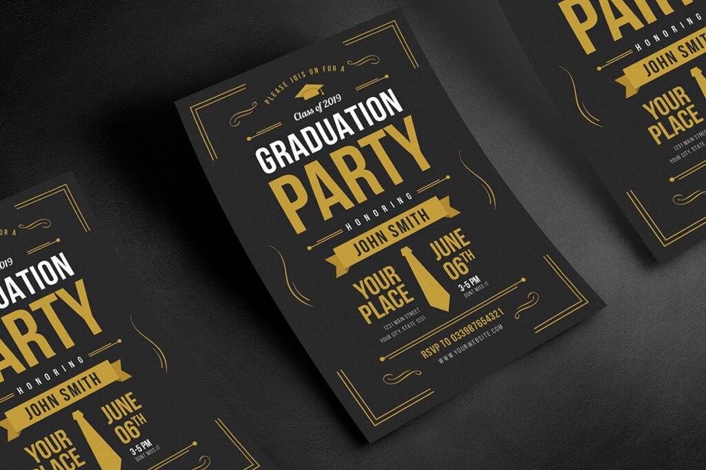 毕业晚会宣传单海报模板素材Graduation Party Flyer插图2