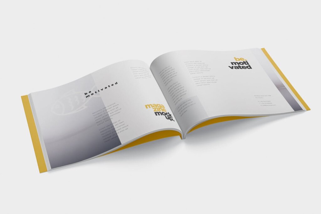 企业方形小册子/企业杂志素材样机素材下载Magazine Mockup Set – A4 Landscape插图2