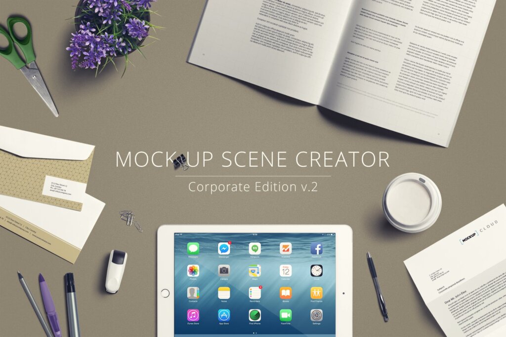 企业品牌办公文具装饰模型素材样机下载Multipurpose Mock Up Creator插图2