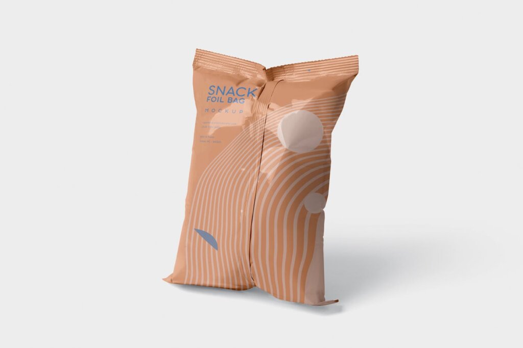 精致零食箔袋模型样机素材下载Snack Foil Bag Mockup Plastic插图2