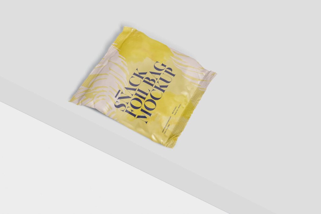 塑料真空食品包装样机素材模型下载Snack Foil Bag Mockup – Square Size – Small插图2