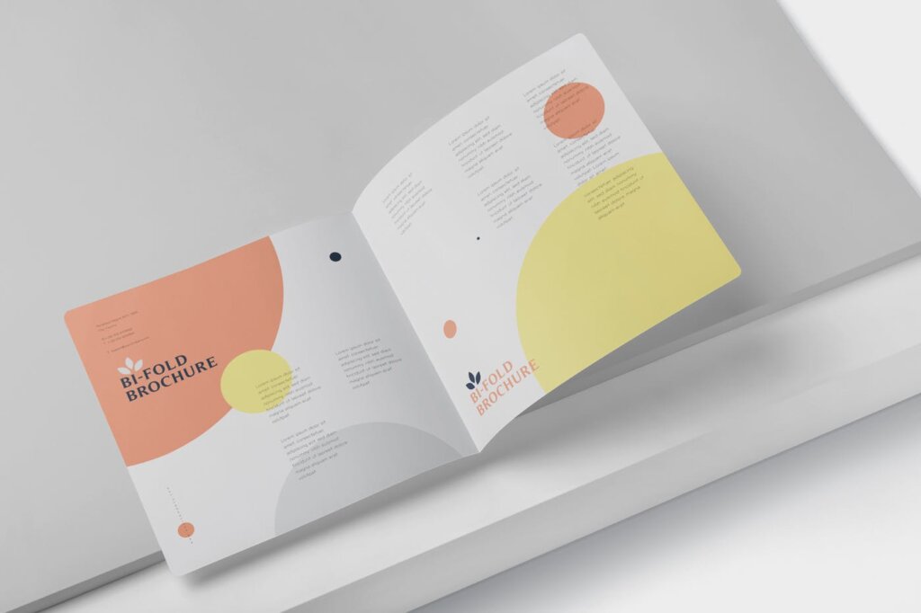 方形企业两折页/杂志画册素材模板素材下载Square Bi-Fold Brochure Mock-Up Set – Round Corner插图(2)