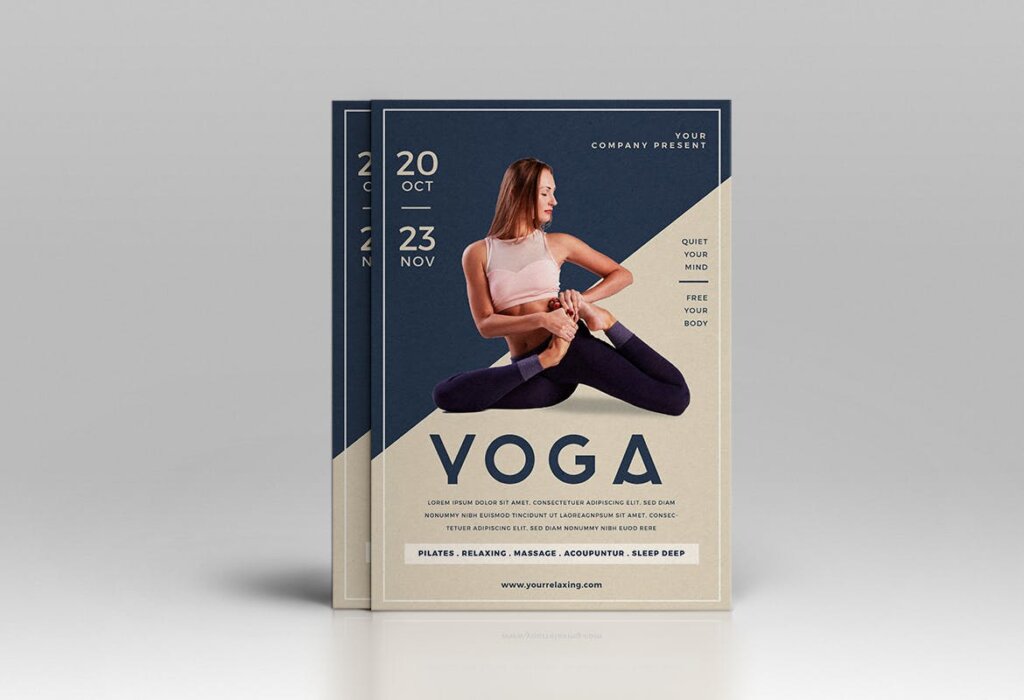瑜伽宣传单模板Yoga Flyer插图1
