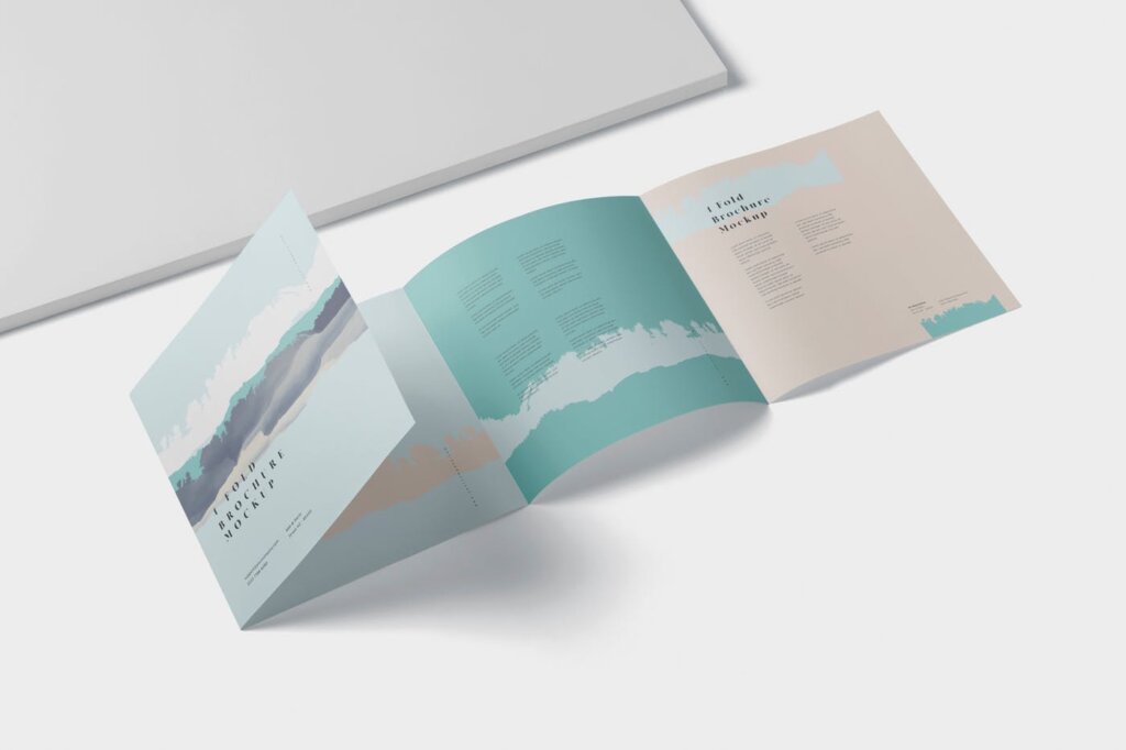 旅游景点四折页4 – Fold Brochure Mockup Set – Square插图3