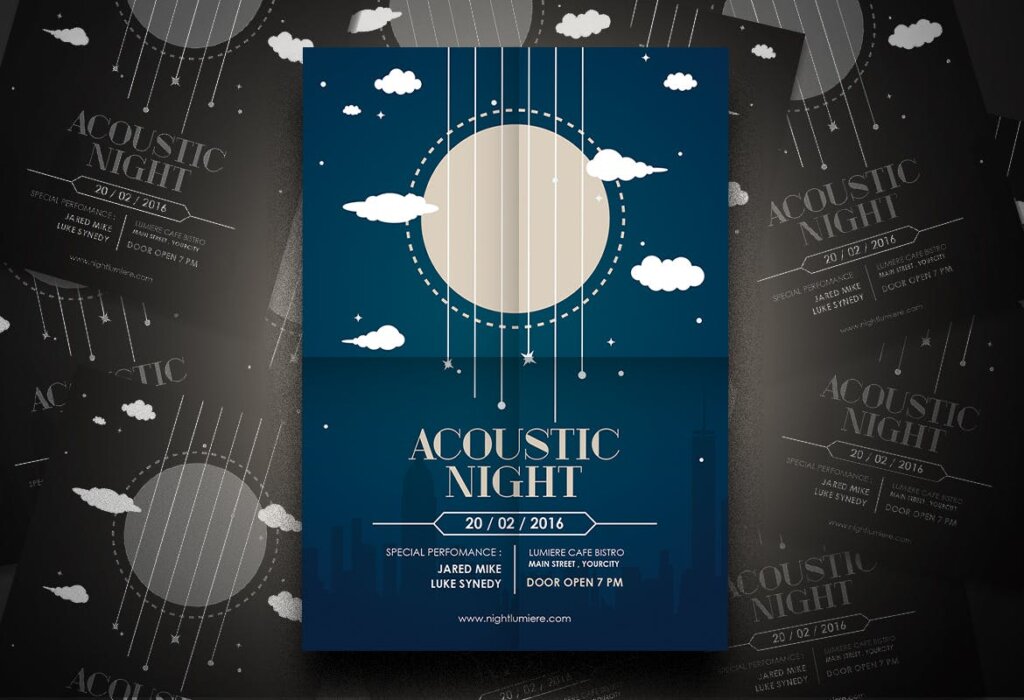音乐海报宣传单模板Accoustic Music Flyer Q3KG3R插图3