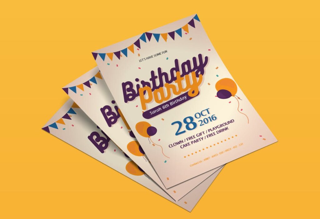 生日派对海报模板素材Birthday Party Flyer插图3
