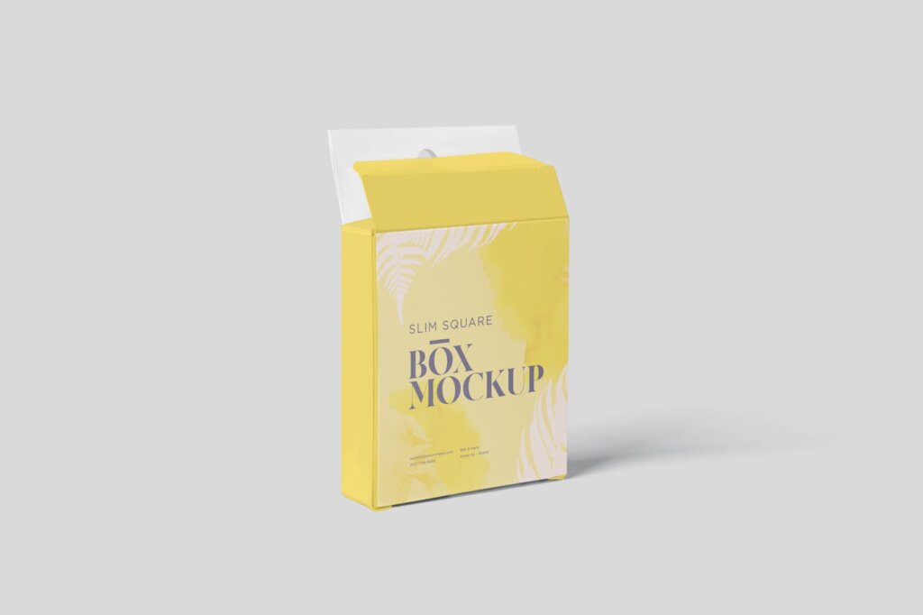 方形盒子素材模板素材样机下载Box Mockup Set – Slim Square Size with Hanger插图3