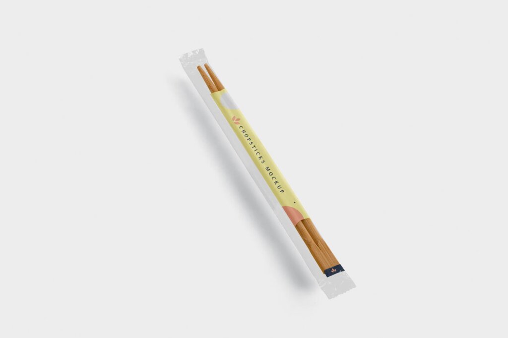 精致木质纹理高端品牌筷子样机素材下载Chopsticks Mockup in Transparent Packaging插图3