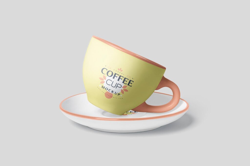 精致文艺咖啡杯模型样机素材下载Coffee Cup Mockup Set with Saucer插图3