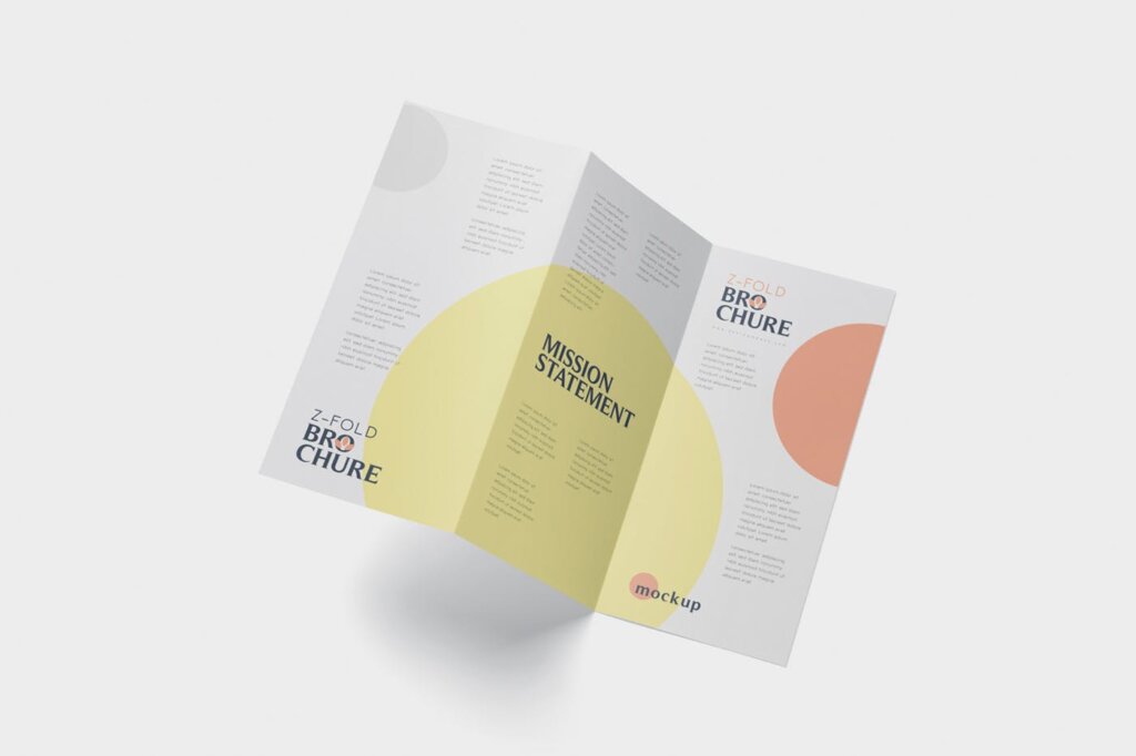 文艺精致多角度折叠小册子模型样机DL Z Fold Brochure Mockup 99 x 210 mm Size插图3