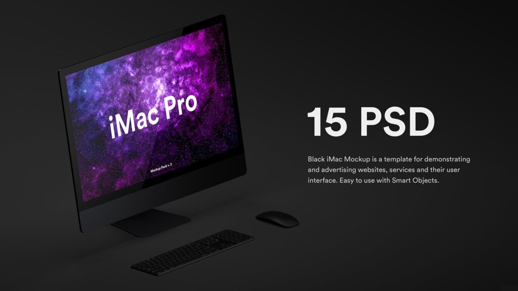 精致高端黑版本的iMac Pro电脑样机模板素材下载Dark iMac Pro Mockup插图3