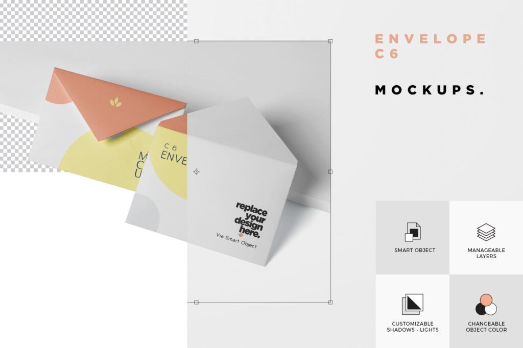 企业邀请函高级信封模板素材样机下载Envelope C6 Mock Up Set插图3