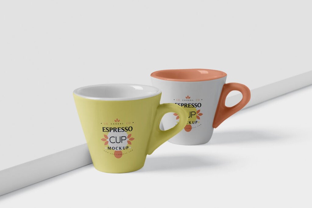 优雅咖啡样机素材/马克杯素材样机Espresso Cup Mockup – Cone Shaped – Small插图3