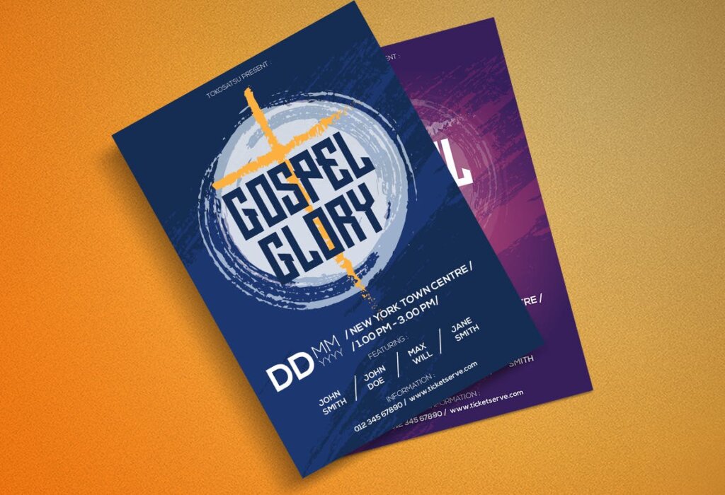 福音音乐宣传单海报模板素材Gospel Music Flyer插图3