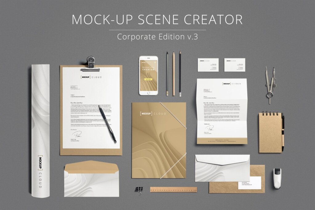 企业品牌办公文具装饰模型素材样机下载Multipurpose Mock Up Creator插图3