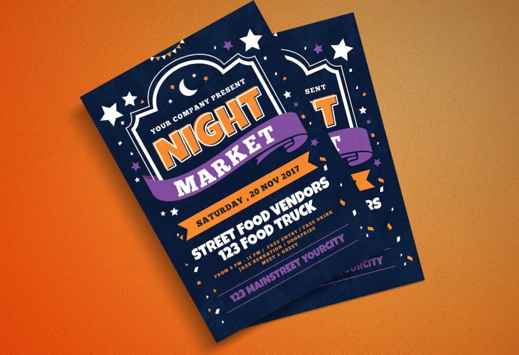 夜市海报宣传单模板Night Market Flyer插图2