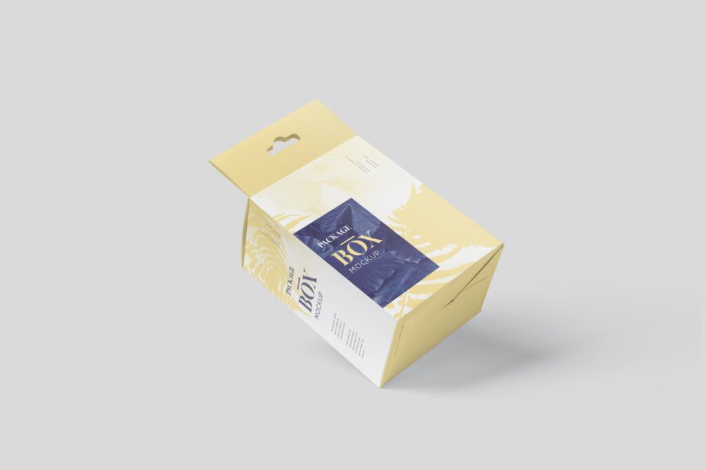 挂扣商品包装盒模板素材样机下载Package Box Mockup Set – Slim Square with Hanger插图3