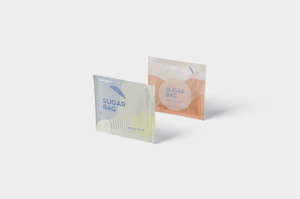 真空塑料包装/咖啡砂糖包装模板素材下载Salt OR Sugar Bag Mockup Square Shaped插图3