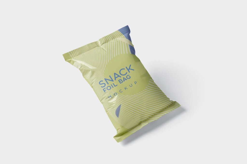 精致零食箔袋模型样机素材下载Snack Foil Bag Mockup Plastic插图3