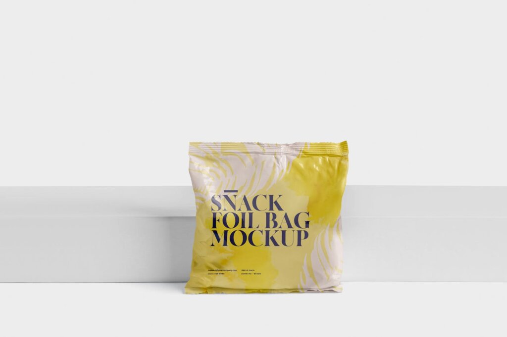 塑料真空食品包装样机素材模型下载Snack Foil Bag Mockup – Square Size – Small插图3
