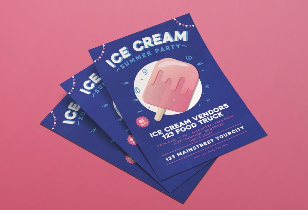 夏日冰淇淋海报宣传单模板Summer Ice Cream Flyer插图3