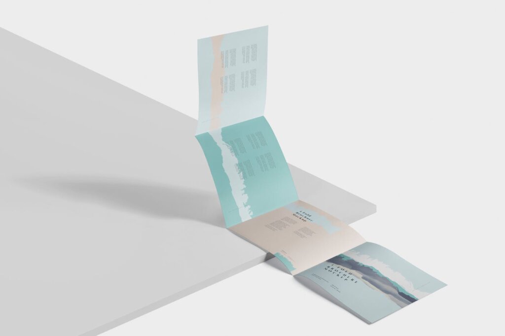 旅游景点四折页4 – Fold Brochure Mockup Set – Square插图4