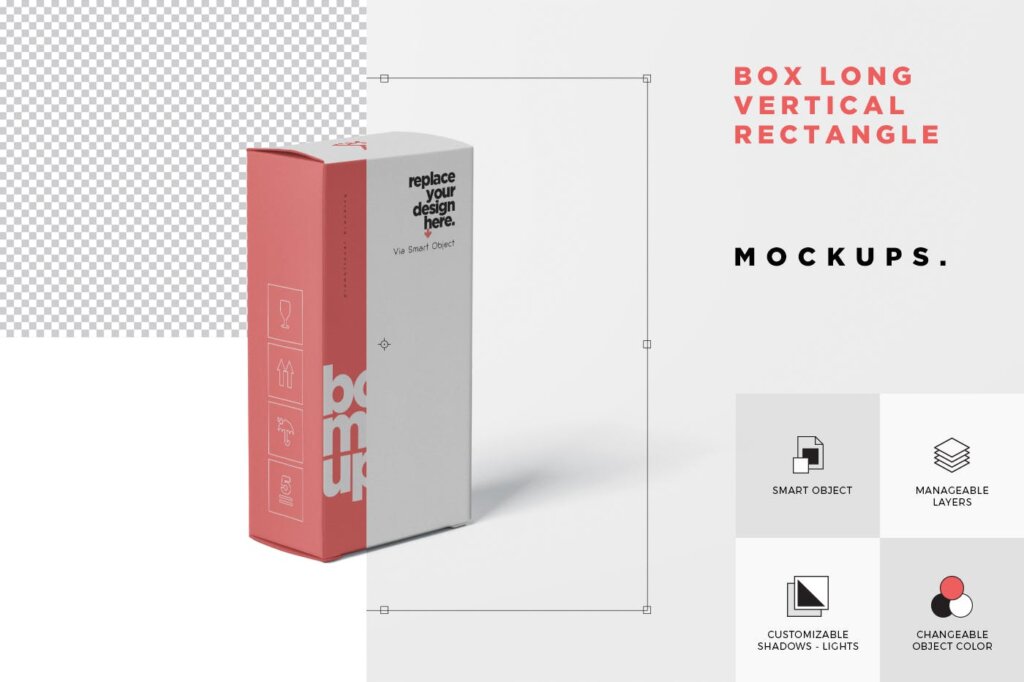 优质礼盒样机样机素材下载Box Mockup Long Vertical Rectangle插图4