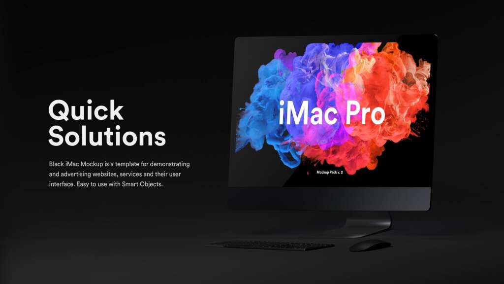 精致高端黑版本的iMac Pro电脑样机模板素材下载Dark iMac Pro Mockup插图4