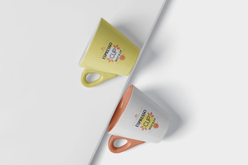 优雅咖啡样机素材/马克杯素材样机Espresso Cup Mockup – Cone Shaped – Small插图4
